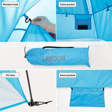 Load image into Gallery viewer, Leedor Beach Tent Sun Shelter Pop Up Shade for 3 to 4 Person