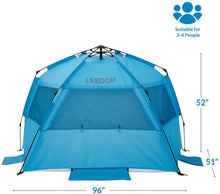 Load image into Gallery viewer, Leedor Beach Tent Sun Shelter Pop Up Shade for 3 to 4 Person