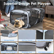 Load image into Gallery viewer, Eighteentek 2-in-1 Dog Playpen, 58''Pop Up Cat Puppy Pet Playpen Indoor/Outdoor Cats Enclosed, Cat Dog Tent Crate Cage Kennel, Portable Playpen for Kitten, Small Animals Play Pen
